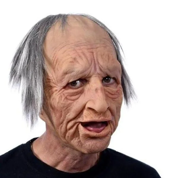Sjove realistiske latex-masker af gamle mænd og kvinder med hår til Halloween-cosplay, festkostumer, gummimasker til fest