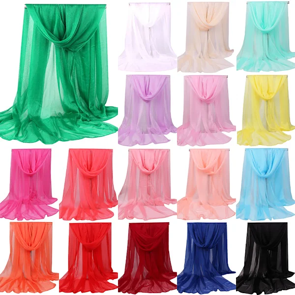 Women's Chiffon Large Shawl Summer Beach Scarf Head Scarf Wrap Scarves Dark Green Deep green