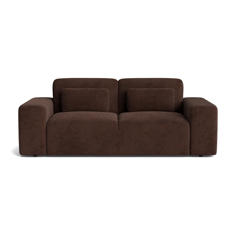 Messina 2.5-Sitzer-Sofa in Dunkelbraun mit Ribcord-Muster, modernes Design für das Wohnzimmer, komfortable Polsterung, Höhe 80cm.