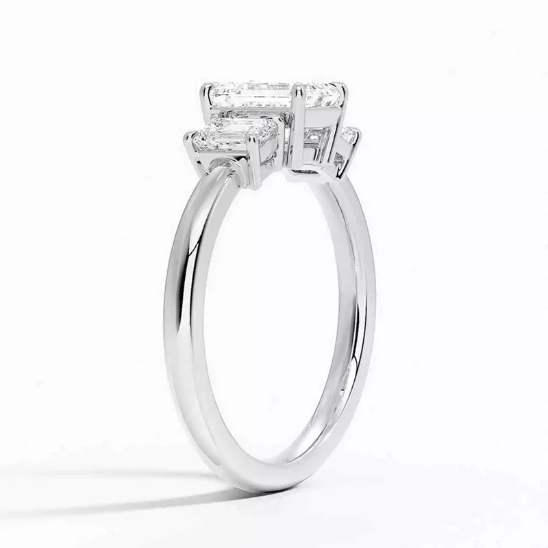 AliExpress - 1,8 CTW Hauptstein 1 CT IGI ZERTIFIZIERTER DEF VS-VVS Emerald Cut Lab Grown Diamond Drei-Stein-Ring Platin 950 Ehering für Damen