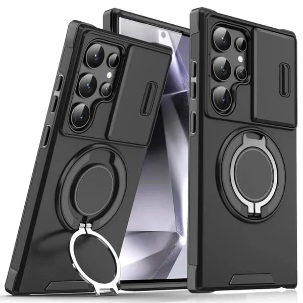 Magsafe Trådlöst Laddningsskal kompatibelt med Samsung Galaxy S25 Ultra Edge S24 Plus S23 S22 S21 S20 FE Magnetisk Ring Pansar Mobilskal