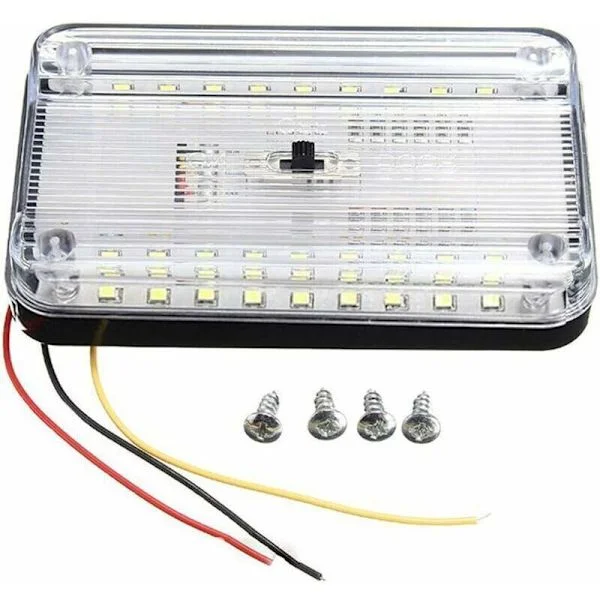 12V auton sisäkaton valot. 36 LED-matkailuauton valaisin napilla. Suorakulmainen kattovalaisin autoon, asuntovaunuun, veneeseen, kupoliin, 