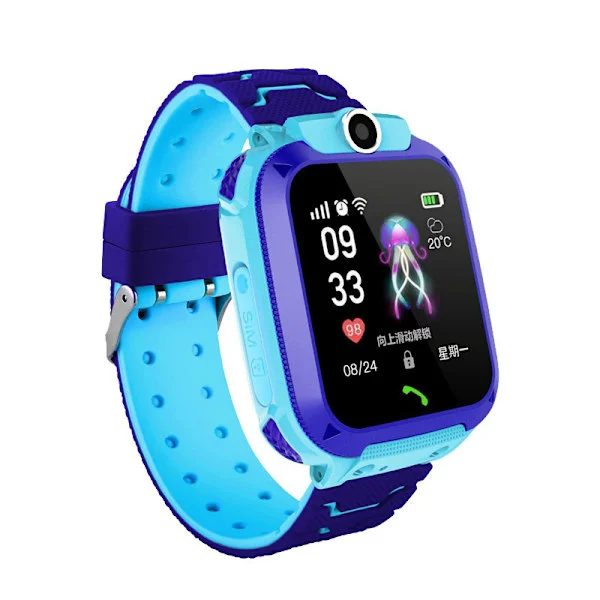 Nyt 4G Smartwatch til Børn SOS GPS-positionering Videoopkald SIM-kort Egnet til Børn Smartwatch Kamera Vandtæt Ur (FW) Blå