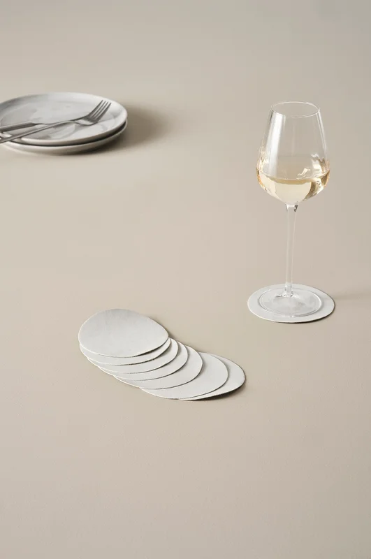 Jotex - Glasuntersetzer, 8 St. Silbergrau - LUNI - Kaufe Accessoires fürs Glas bei Jotex