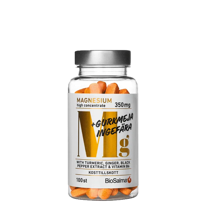 BioSalma Magnesium 350 mg + Gurkmeja Ingefära 100 tabletter