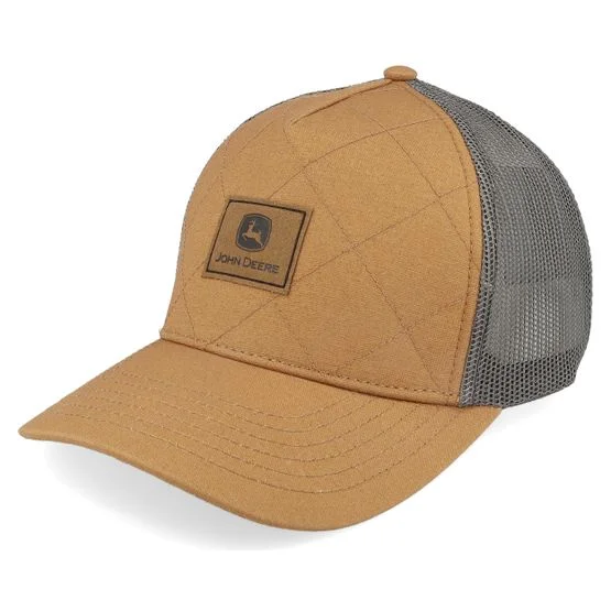 John Deere - Quilted Hat Coyote Brown Trucker Trucker Brown Cap - @ Hatstore