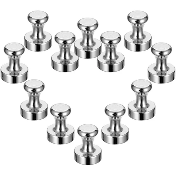 Kylskåpsmagneter Starka, Neodym Magnetiska Knappnålar Kraftiga för Magnetisk Whiteboard Kontor Anslagstavla Kök Karta 12-pack 12x16MM