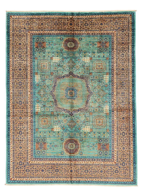 Mamluk Rug Modern Brown/Green (Wool, )