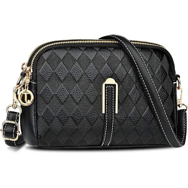 Small Crossbody Bag for Women, Leather Bags, Ladies Phone Bag with Adjustable Wide Strap, Fashionable Zipper Shoulder Bags