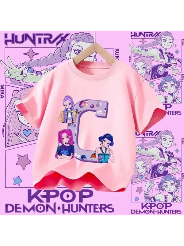 AliExpress - T-shirt en coton pour filles K-pop Demon Hunter - T-shirt de sport - Nouveau T-shirt décontracté à manches courtes pour l'été 2026 - 