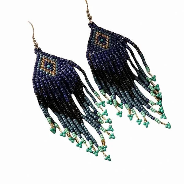 Bohemian Beaded Floral Tassel Earrings, Lightweight Handmade Jewelry Gift for Women 4