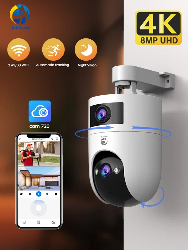 AliExpress - Jooan 4K 8MP Dual Objektiv Dual Screen IP Kamera Wifi Outdoor PTZ Kamera AI Auto Tracking CCTV kamera audio Video Überwachung