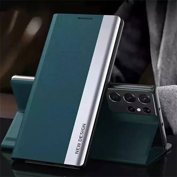 Lyxigt Läder Flip Fodral För Samsung Galaxy S25 S24 S23 S22 S21 S20 Ultra Plus S25 Edge S23 S21 S24 FE Note 20 Ultra Ställ