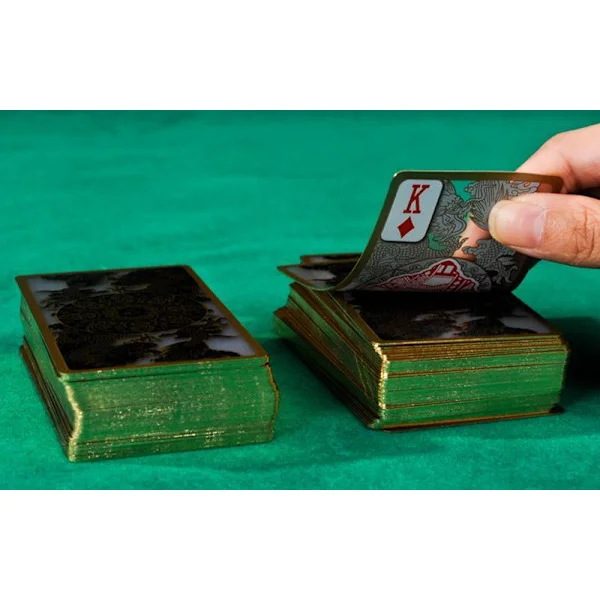 Vedenpitävät läpinäkyvät PVC-pokerikortit kultaisella reunalla, lohikäärmekortit, uutuus, korkealaatuinen keräilypeli, lahja, kestävä - Intl Gold Gold