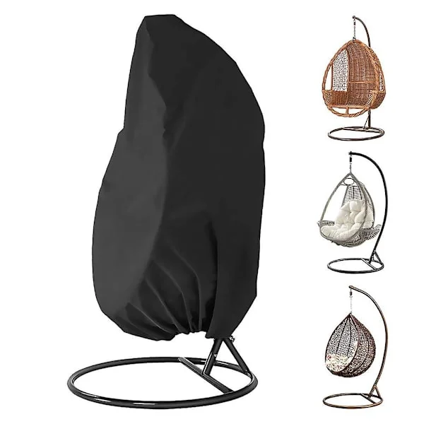 Egg Chair Cover, Swing Chair Cover Vanntett Vindtett Patio Hengekøyestol Cover Pod Chair Cover Hage Stoler Deksel 230x200cm (svart)