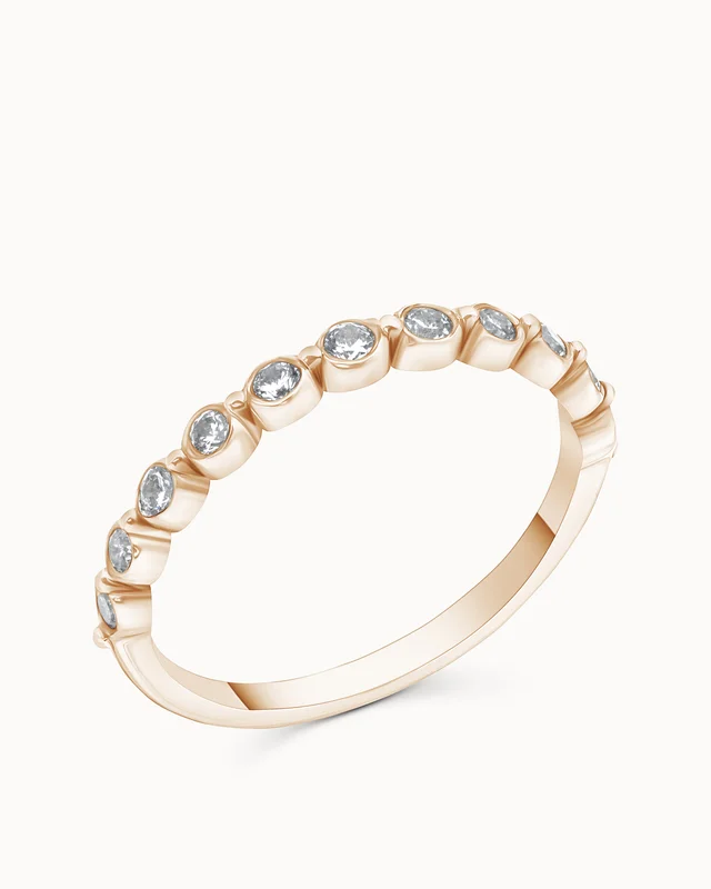 Alliansring Luna 18K Rose Gull Lab-dyrkete diamanter - Forlovelsesringer & Vielsesringer hos Vanbruun