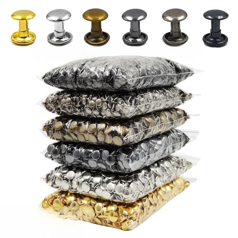 AliExpress - 100 sets 6-8mm Metalen Dubbele Cap Ronde Klinknagels Studs Botsing Nail Spike Rock Leather Craft Schoen tas Riem Kledingstuk Armband DIY