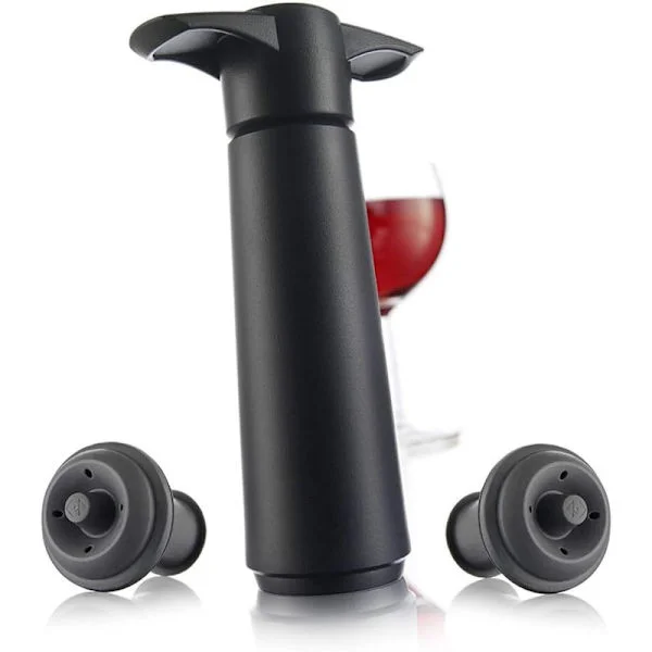 Vacuum Wine Pump for Wine Bottle with 2 Stoppers, Manual Wine Sealer that Extends Wine Shelf Life, Suitable for Red and White Wine, Airtight Seal