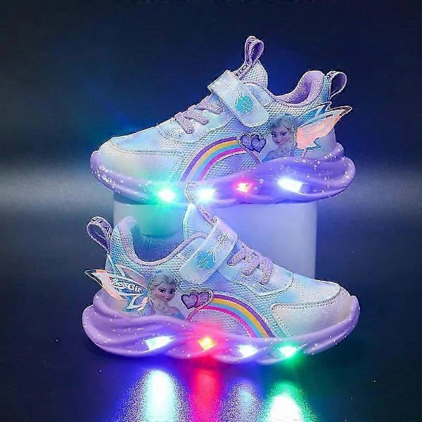 Kids LED Luminous Shoes Sneakers Flashing Children Girls Luminous Trainers Size Purple-FO- Purple 29 Purple