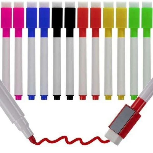 12-Pakning - Whiteboard penner med viskelær - Penner