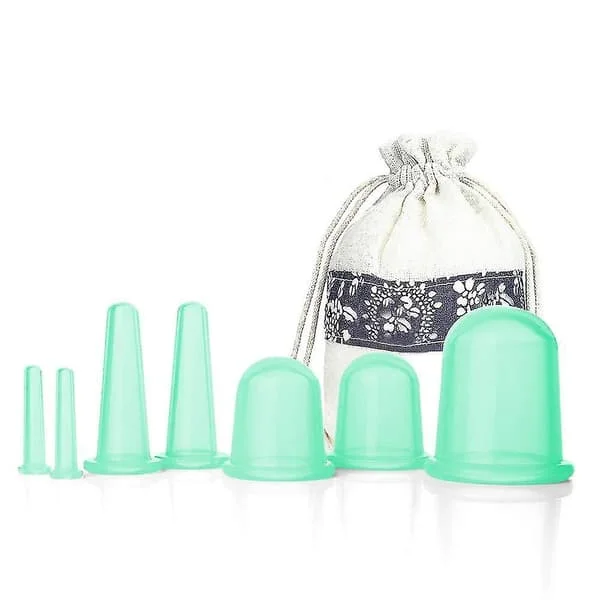 Koppning Set Silikon Koppning Terapi Set 7 st Anti-cellulit Kopp Vakuumsug Massage Koppar Med Sammetspåse