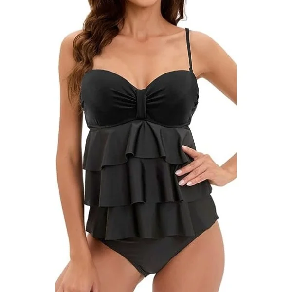 IC (M)Badedrakt for kvinner 1-delt med volanger Shapewear Badedrakt Flat mage Polstret Backless Bandeau Push-Up Tankini Damer