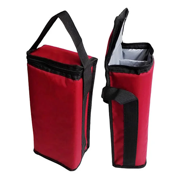 Wine Tote Bag 2 Bottle Insulated Wine Carrier Travel Bag Portable Wine Cooler Bag Gift (Red)