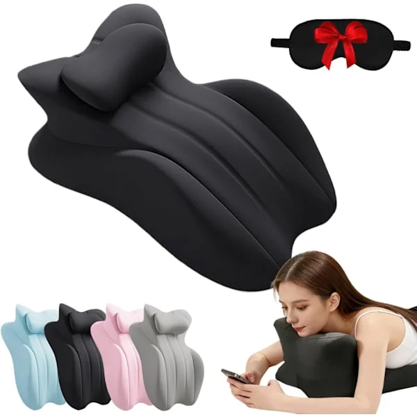Dessertkudde, 27° vinkel perfekt positionering par-kudde, ergonomisk höftkudde i memory foam, ger stöd för ländrygg och nacke (Svart)