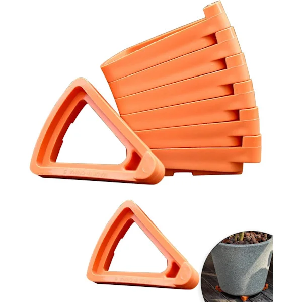 Krukväxtfötter för stora utomhuskrukor - 12 st krukväxtfötter, höj dina blomkrukor och förhindra fläckar och vattenskador (orange, liten)