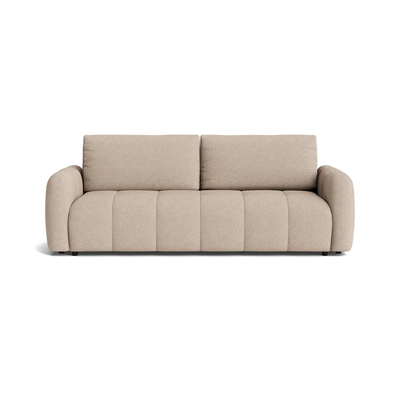 Toscana 3-Sitzer-Schlafsofa mit Stauraum und Bettkasten, Modernes Design in Loop Beige, Gesteppte Sitzfläche, Komfortable Polsterung, 90cm