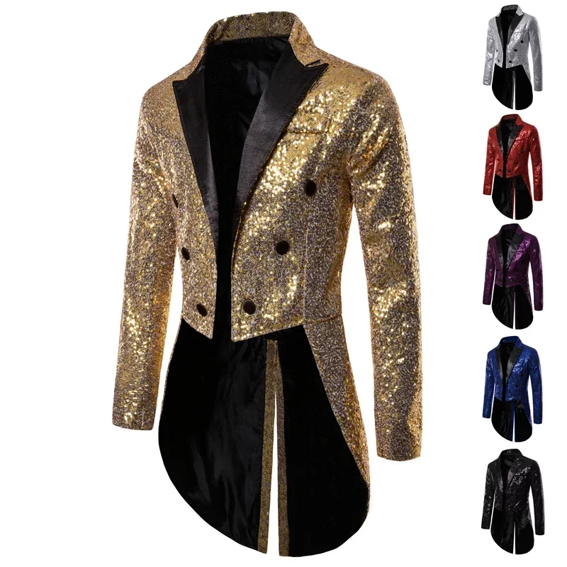 AliExpress - Mannen Shiny Sequin Glitter Verfraaid Blazer Jas Mannen Nachtclub Prom Pak Blazer Kostuum Homme Zangers Stadium Kleding Tuxedo nieuwe