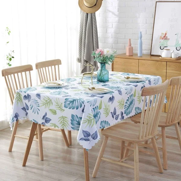 1 kpl suorakaiteen muotoinen vahakangas 135 x 220 cm PVC-kuvioitu lehtikasveilla, kaunis vedenpitävä vahakangas-FF1-{FY}