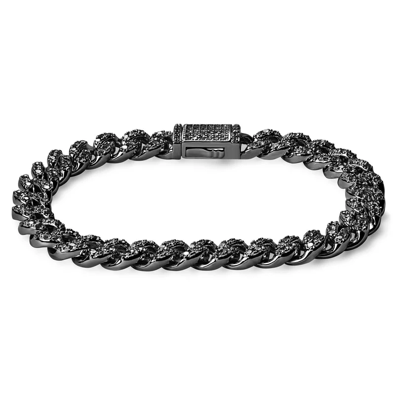 Nicos | 8 mm Iced Black Cuban Chain Zirconia Bracelet for Men