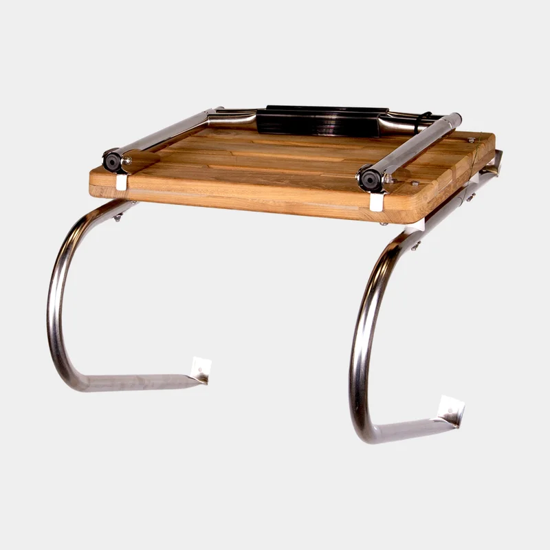 Plancetta con scala telescopica pieghevole NOCK Swimstep, teak & acciaio inox AISI 316, 46 x 35 cm, 2 gradini