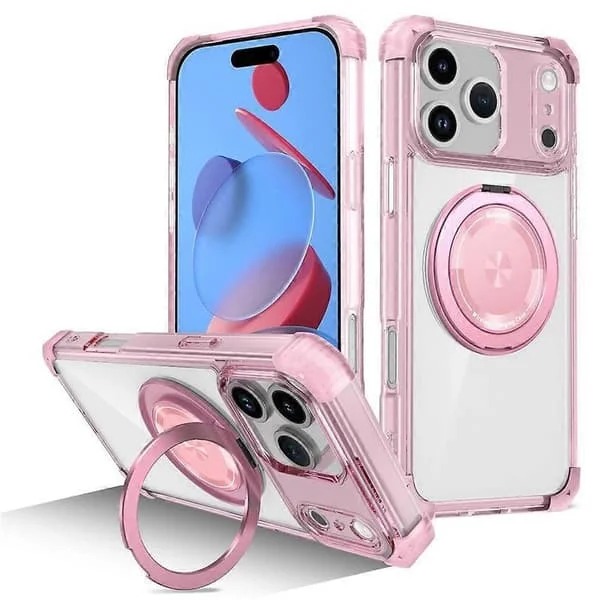 Kompatibelt iPhone 17 Pro Max Cover Kompatibelt med MagSafe Roterende Støtteben PC + TPU Bagcover