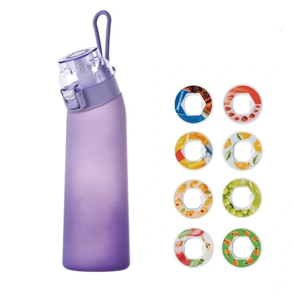 Vattenflaska 700ml – 8 Smakkapslar | Sockerfri & Smakrik | Gradientflaska, Perfekt för Utomhusbruk och Gym Gradient lila Gradient lila