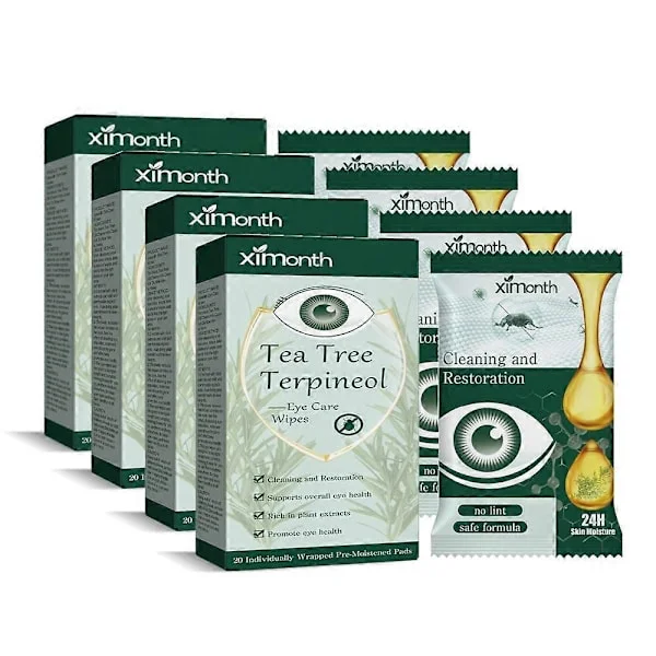 1-5X Eyelid Cleansing Wipes Eye Mite Removal Wipes Tea Tree Oil Moisturizing for Dry Eyes Cleansing Wipes Itchy Eyes
