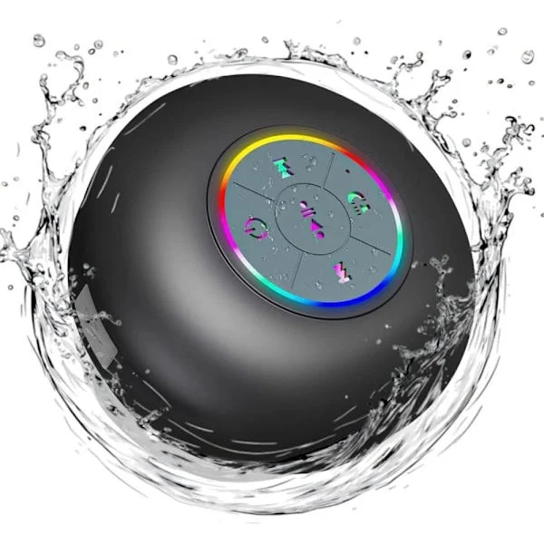 Waterproof Shower Speaker - Bluetooth With LED, IPX4, Portable Mini Speaker With Suction Cup And Built-in Microphone