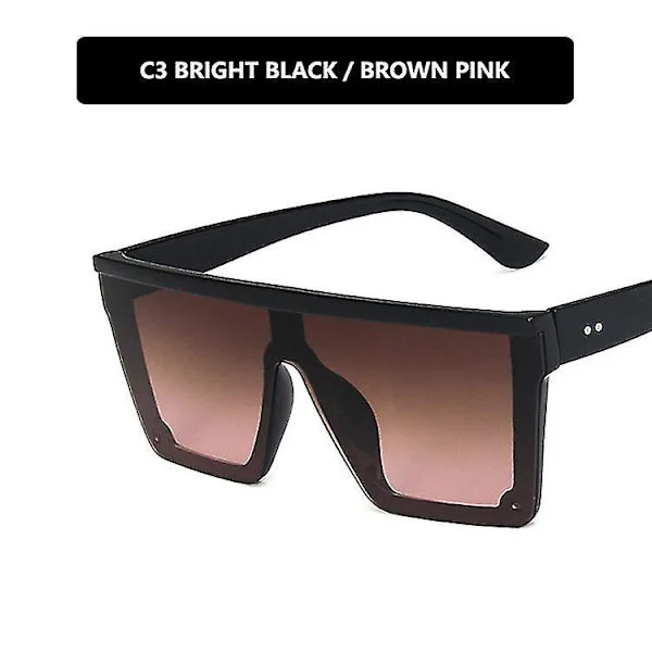 Shxx Bright Black Tea Powderladies Men's Solbriller Oversized Square Rimless Solbriller Uv400 Solbriller Trend Big Frame One-piece Solbriller Nye Mænd