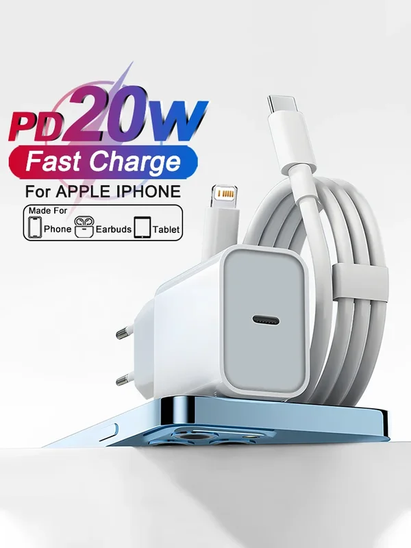 AliExpress - 20W USB C Chargeur Pour Apple Type C Chargeur PD Charge Rapide Câble Pour iPhone 13 14 11 12 17 16 15 Pro Max Téléphone Chargeur Prise 