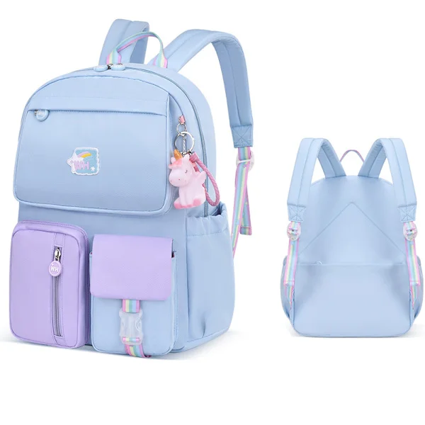 Children's School Backpack, Cute Aesthetic Waterproof Backpack Blue-FF- Blue S