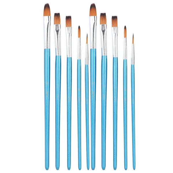 10 Pcs Artist Brushes Oil Acrylic Watercolor Gouache Paint Brush Set Drawing Brush Set Blue