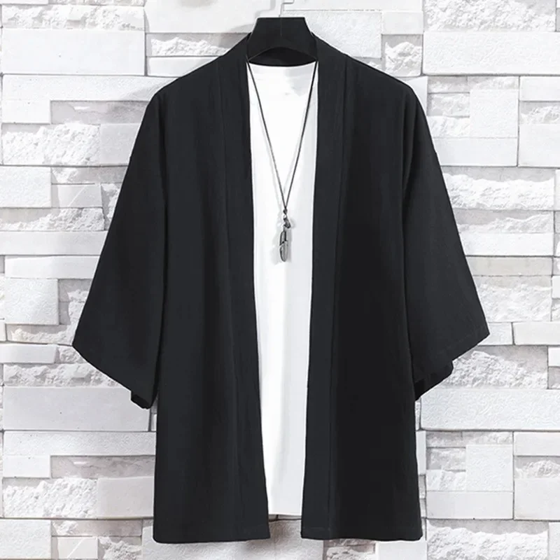 AliExpress - Herren-Kimono-Cardigan, japanische Jacken, lässige Baumwolle, 3/4-Ärmel, Hemd, vorne offen, Mantel, leichtes Leinen, Yukata