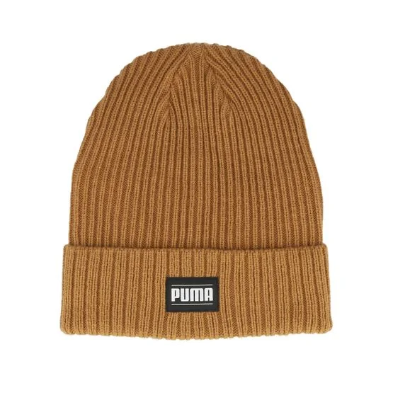 Puma Unisex Mütze Ribbed Classic Beanie Caramel Latte Cuff Braun One Size Strick Beanie für Damen und Herren Braun