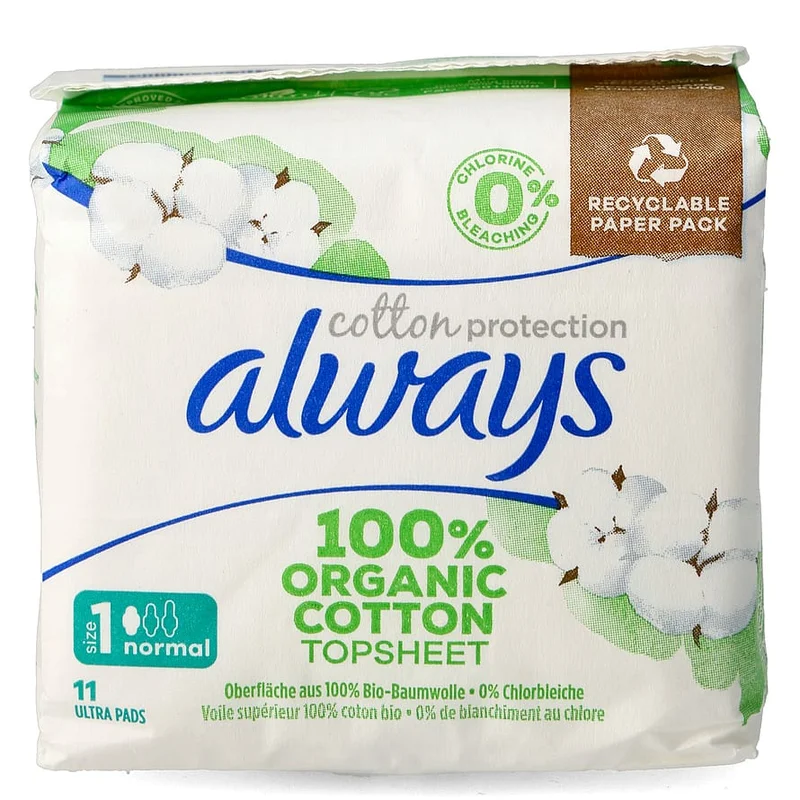 Always Cotton Normal Pads wings 11 stk, Medicin & Pleje, Bind & Indlæg, Bind