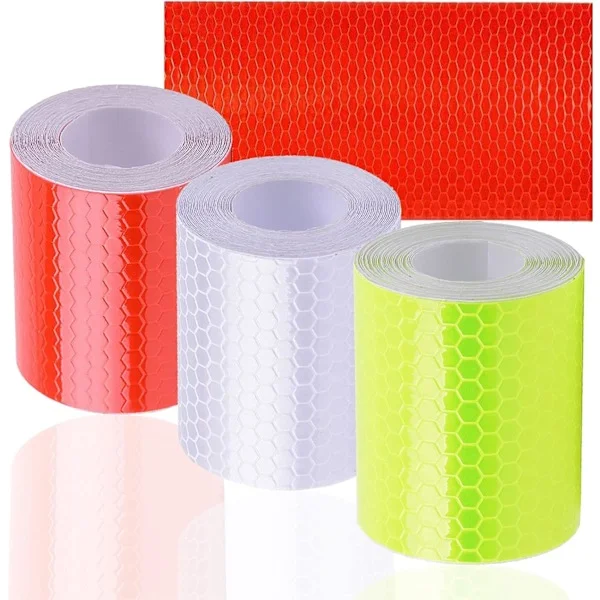 3 stk reflekterende selvklebende tape, refleks sikkerhetsadvarselstape, sikkerhetsmerke for bil/motorsykkel/sykkel/nattaktivitet (5 cm x 3 m)