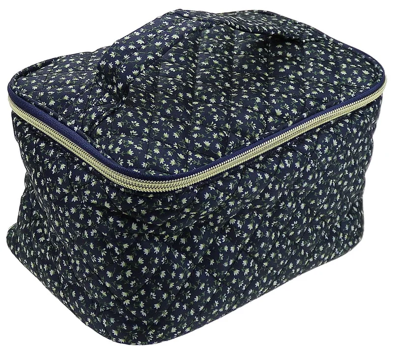 Senze Toilettaske med Blomsterprint Navy Firkantet, Makeup, Makeup- & Toilettasker, Toilettasker