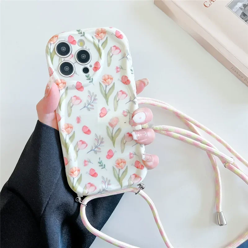 AliExpress - Coque de téléphone avec chaîne et lanière à bandoulière, étui arrière en silicone souple pour iPhone 15 14 13 12 11 Pro Max XR X XS Max 7