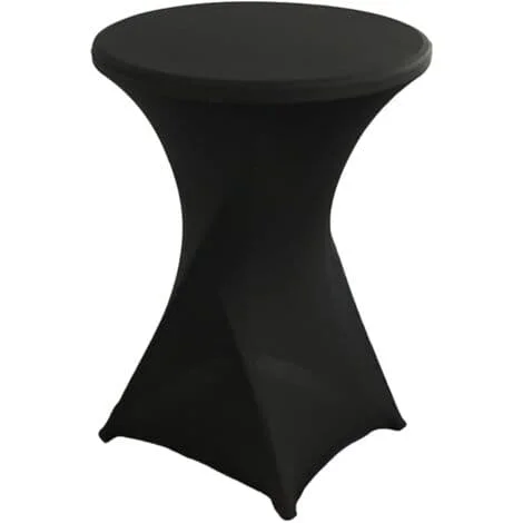 Vaskbart trekk til bord, rundt høyt bordtrekk, beskyttende duk for bar, bryllupsbankettbord, høyt bistrococktailbord (svart, 8[DB])