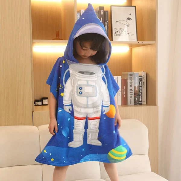 Astronauter Barn Poncho för Barn Badhandduk Flickor